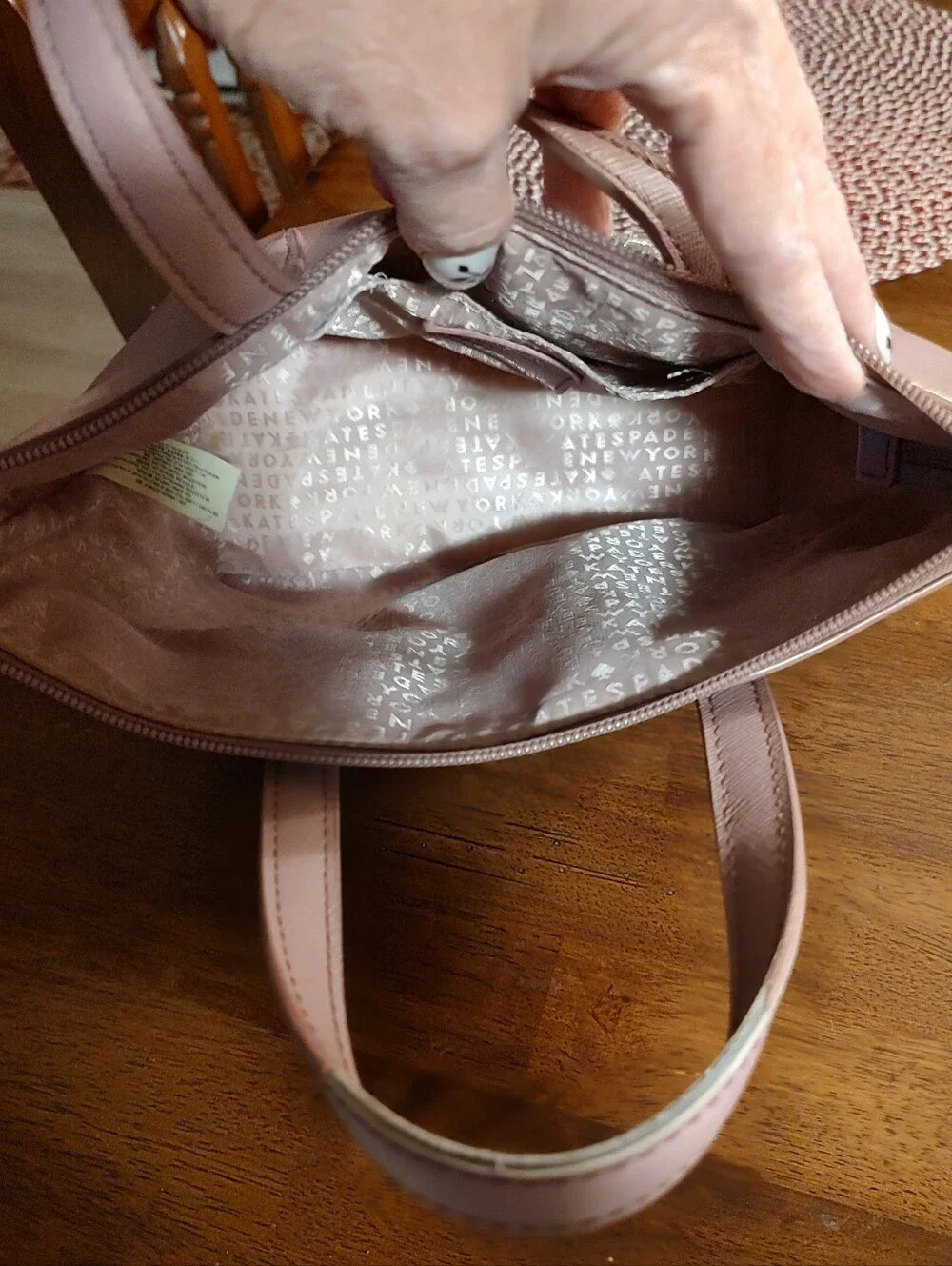kate spade Mauve Mini Tote with Silver Glitter Base